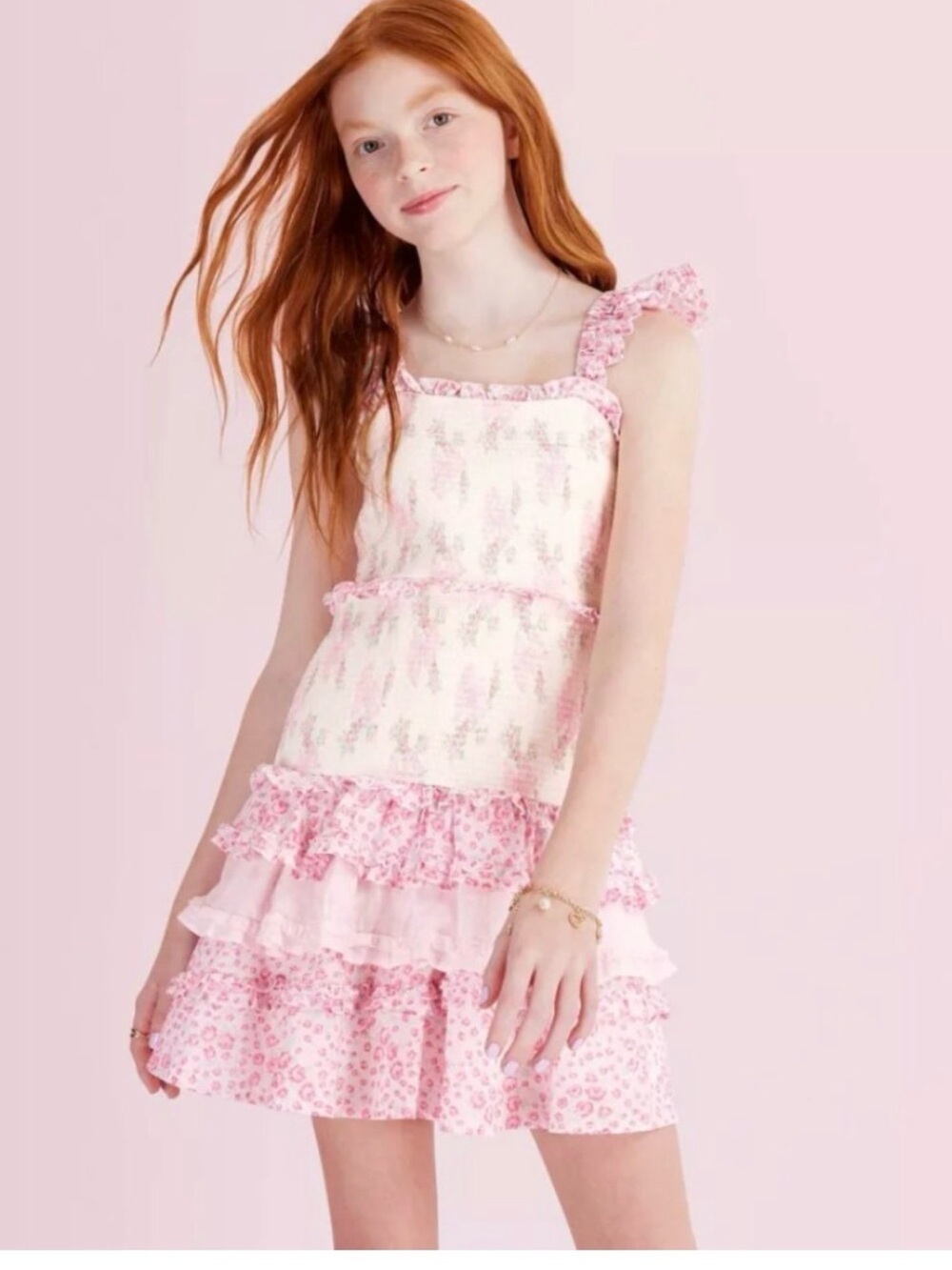 LoveShackFancy xTarget Evie Blooming Bows Smocked Tiered
Ruffle Dress pink, 16